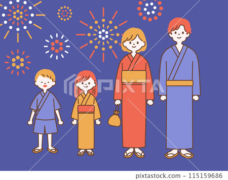 穿著浴衣的人的插圖_1 115159686