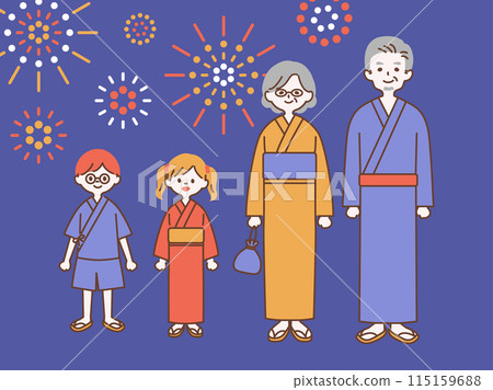 穿著浴衣的人的插畫_2 115159688