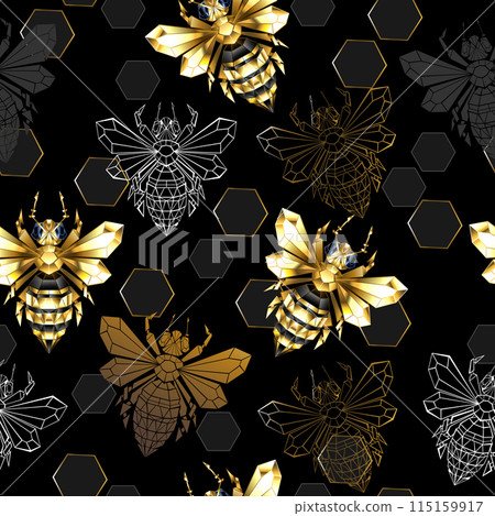 Seamless pattern of polygonal bees Seamless pattern of polygonal bees 115159917