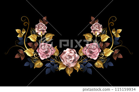 Garland of pink gold roses Garland of pink gold roses 115159934
