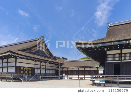 Kyoto Imperial Palace: Kemari Garden Shining Against the Blue Sky 115159979