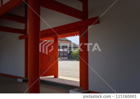 Kyoto Imperial Palace: Shishinden Hall seen from the Uyokumon Gate 115160001