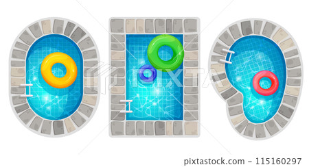 Top view swimming pools set 115160297