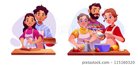 Family cooking together. Family cooking together. 115160320