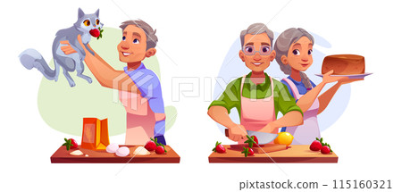 Senior people cooking pastry Senior people cooking pastry 115160321