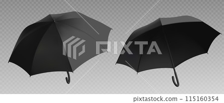 Black umbrella mockup. Realistic isolated parasol 115160354