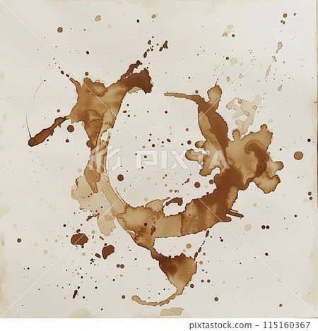 Spilled coffee, abstraction on brown paper. 115160367