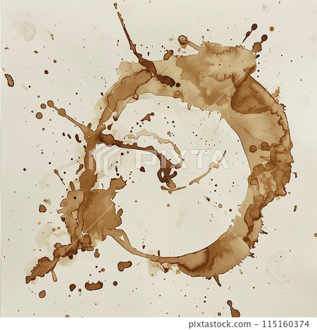 Spilled coffee, abstraction on brown paper. 115160374