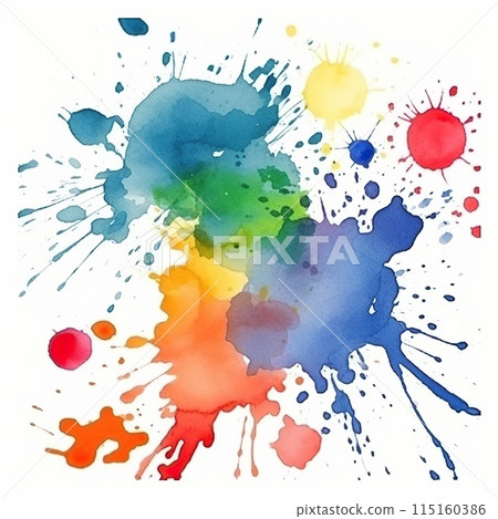 Bright watercolor spots, blots on sheets of paper. Bright watercolor spots, blots on sheets of paper. 115160386