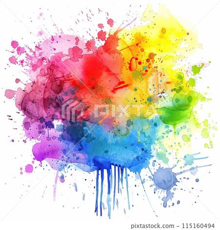 Bright watercolor spots, blots on sheets of paper. 115160494