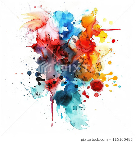 Bright watercolor spots, blots on sheets of paper. 115160495