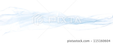 Blue sky Organza fabric flying in curve shape, Piece of textile blue sky organza fabric throw fall in air. White background isolated motion blur 115160604