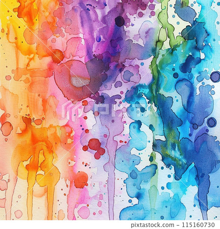 Bright watercolor spots, blots on sheets of paper. Bright watercolor spots, blots on sheets of paper. 115160730