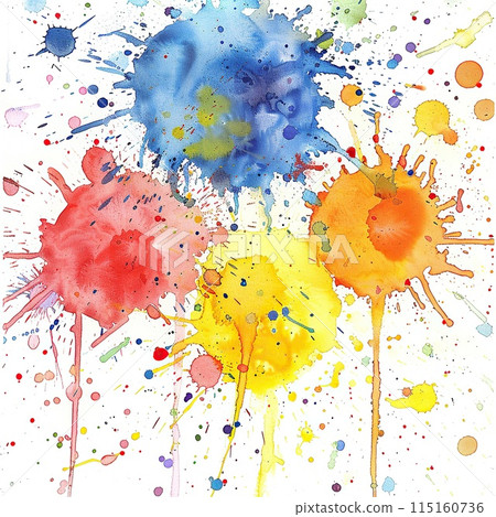 Bright watercolor spots, blots on sheets of paper. Bright watercolor spots, blots on sheets of paper. 115160736