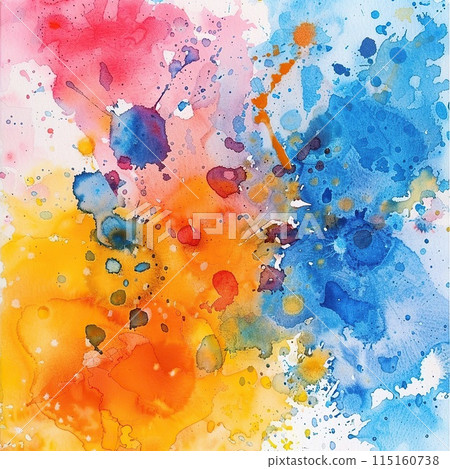 Bright watercolor spots, blots on sheets of paper. Bright watercolor spots, blots on sheets of paper. 115160738
