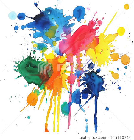 Bright watercolor spots, blots on sheets of paper. Bright watercolor spots, blots on sheets of paper. 115160744