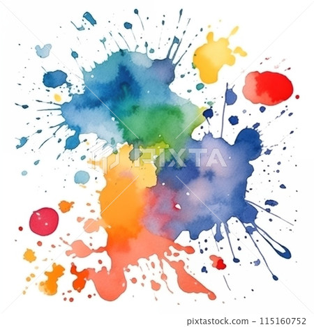 Bright watercolor spots, blots on sheets of paper. Bright watercolor spots, blots on sheets of paper. 115160752