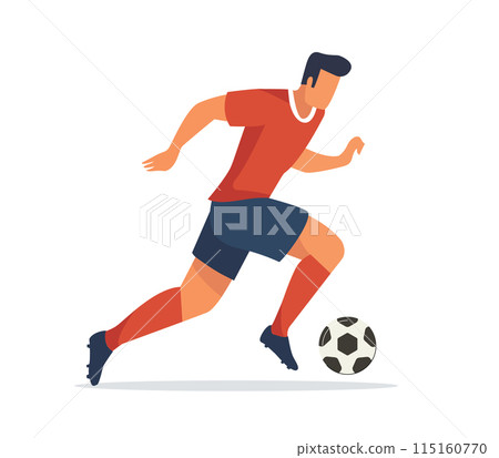 Soccer players running with ball. vector illustration Soccer players running with ball. vector illustration 115160770