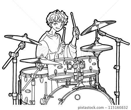 一個打鼓的人的插圖 一個打鼓的人的插圖 115160832