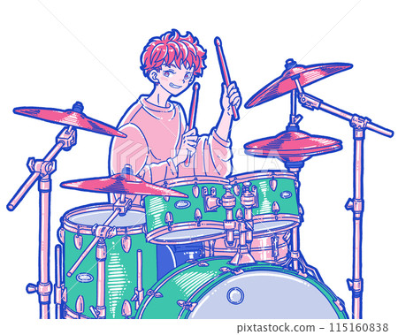 一個打鼓的人的插圖 115160838