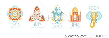 India Yoga Studio Center Logo Design Vector Set India Yoga Studio Center Logo Design Vector Set 115160933