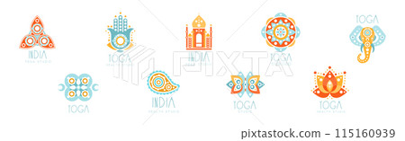India Yoga Studio Center Logo Design Vector Set India Yoga Studio Center Logo Design Vector Set 115160939