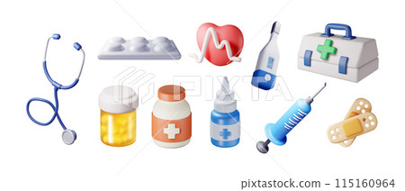 3d medicine icon set isolated 3d medicine icon set isolated 115160964