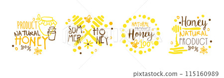 Sweet Honey Product Label and Logo Design Vector Set Sweet Honey Product Label and Logo Design Vector Set 115160989