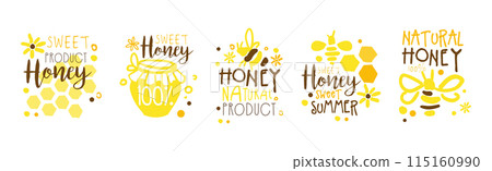 Sweet Honey Product Label and Logo Design Vector Set Sweet Honey Product Label and Logo Design Vector Set 115160990
