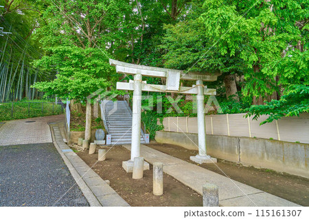 神奈川縣川崎市高津區口神社入口的鳥居景觀 115161307