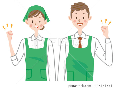 Supermarket clerk, staff, fist pump, housekeeping 115161351