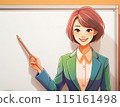 A woman giving a presentation using a whiteboard 115161498