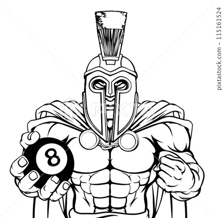 Spartan Trojan Pool Ball Billiards Mascot Cartoon Spartan Trojan Pool Ball Billiards Mascot Cartoon 115161524