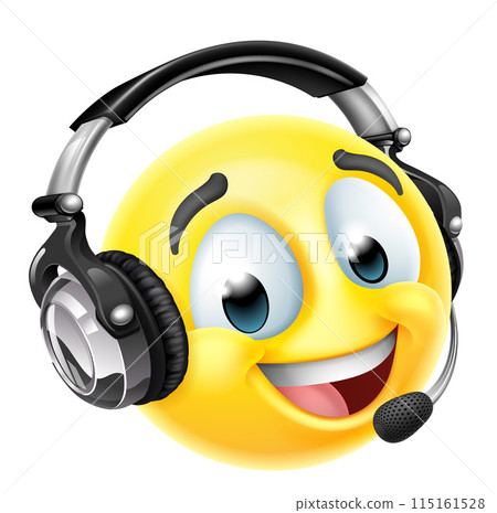 Cartoon Emoji Emoticon Face With Headset 115161528
