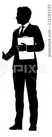 Business People Man With Clipboard Silhouette 115161537