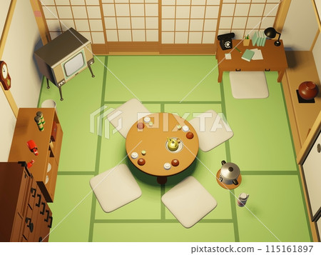 Illustration of a Showa retro room 115161897