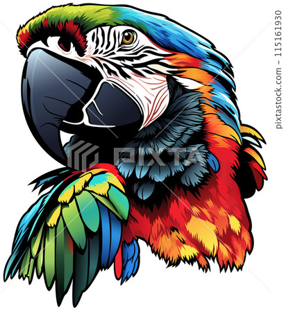 Colorful Portrait of a Green-Red Macaw Colorful Portrait of a Green-Red Macaw 115161930