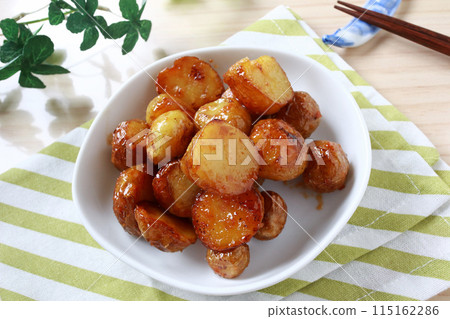 New potatoes with sweet and spicy miso New potatoes with sweet and spicy miso 115162286