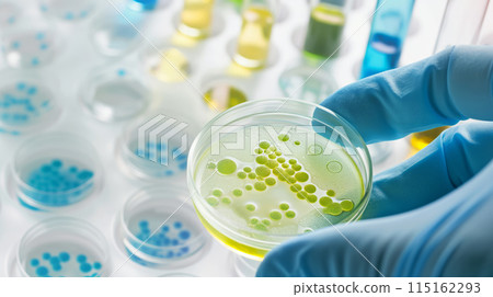 Scientist Examining Petri Dishes Scientist Examining Petri Dishes 115162293