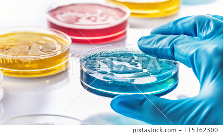 Scientist Examining Petri Dishes Scientist Examining Petri Dishes 115162300