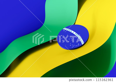 Vibrant abstract representation of Brazilian flag with flowing curves. Brazilian Independence Day, concept of patriotism and national pride. Empty, copy space for text. National holiday in Brazil. 3D. Vibrant abstract representation of Brazilian flag with flowing curves. Brazilian Independence Day, concept of patriotism and national pride. Empty, copy space for text. National holiday in Brazil. 3D. 115162361