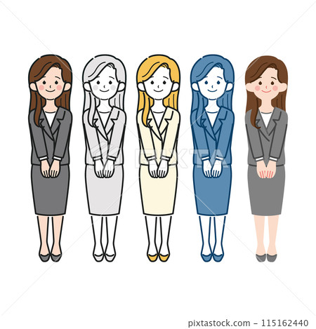 Simple and cute full-body vector illustration of a working woman, OL, suit 115162440