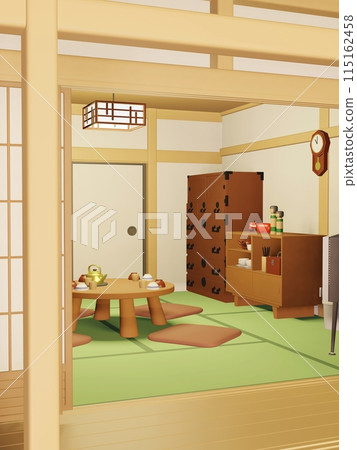Illustration of a Showa retro room 115162458