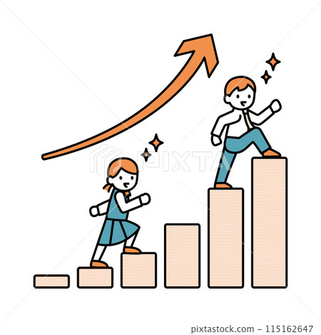 A simple illustration of a male and female student growing rapidly A simple illustration of a male and female student growing rapidly 115162647