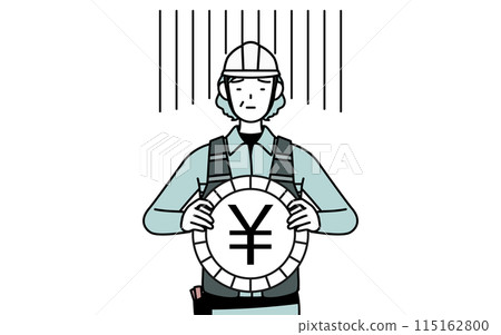 外匯損失和日圓疲軟的形象，頭盔和工作服的高級女工程師 115162800