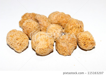 A picture of soyachunks isolated on white background A picture of soyachunks isolated on white background 115163207