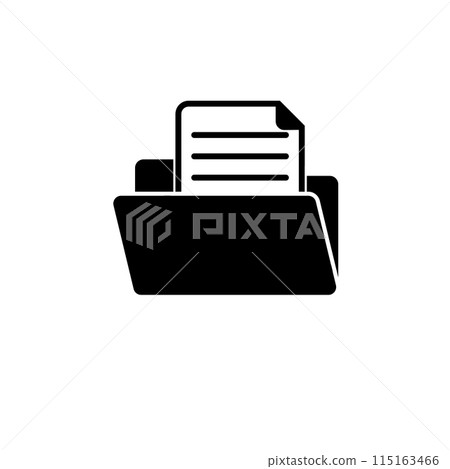 Open File Folder, Document Solid Flat Vector Icon Isolated on White Background 115163466