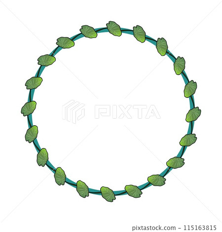 Illustration of a circular decorative frame of taro leaves Illustration of a circular decorative frame of taro leaves 115163815