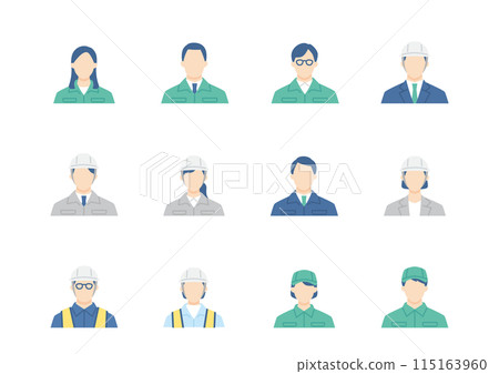 Workers and engineers icon set 115163960