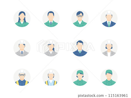 Workers and engineers icon set circle background Workers and engineers icon set circle background 115163961